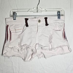 Vintage y2k Chevron detail off white micro shorts